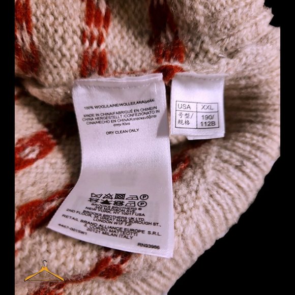 Red Fleece Brooks Brothers Sweater - XXL, Fair Isle, Wool, Oatmeal/Burgundy, EUC - Picture 6 of 6